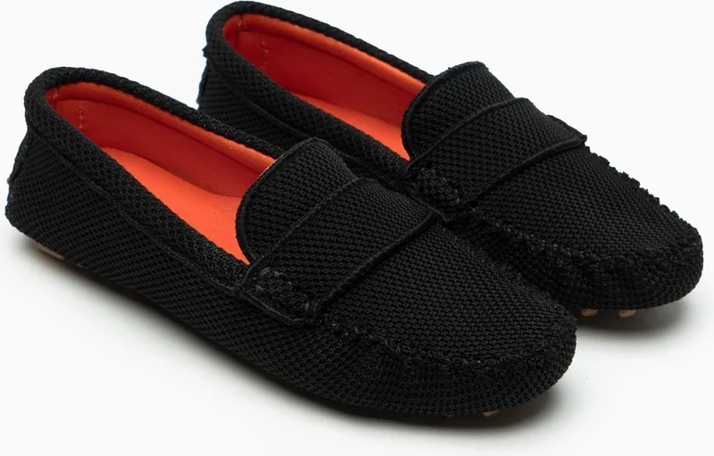 Nişantaşı Shoes Astoria Black Knitwear Inner Leather Flat Sole Women's Ballerinas