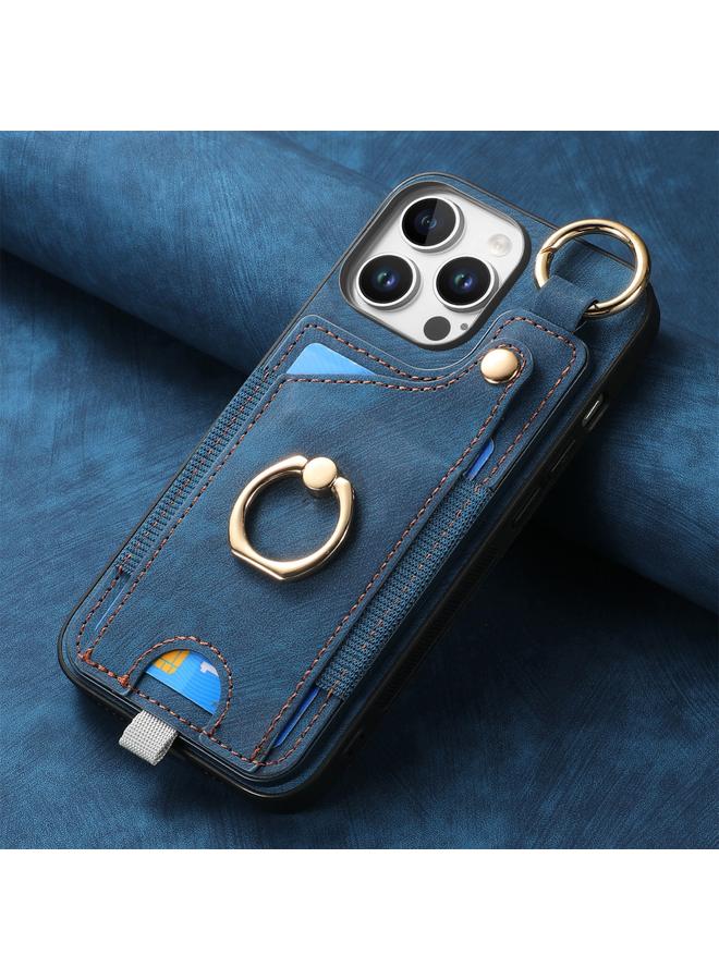 S-TOP Case For iPhone 16 Pro Max Retro Skin-feel Ring Card Bag Phone Case with Hang Loop - Image 4