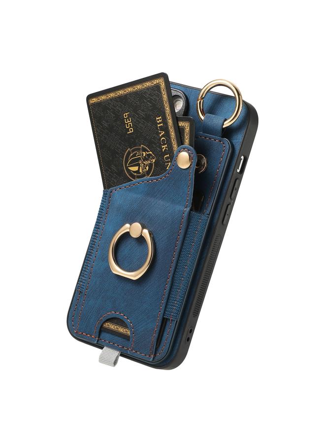 S-TOP Case For iPhone 16 Pro Max Retro Skin-feel Ring Card Bag Phone Case with Hang Loop - Image 3