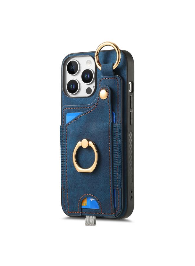S-TOP Case For iPhone 16 Pro Max Retro Skin-feel Ring Card Bag Phone Case with Hang Loop - Image 2