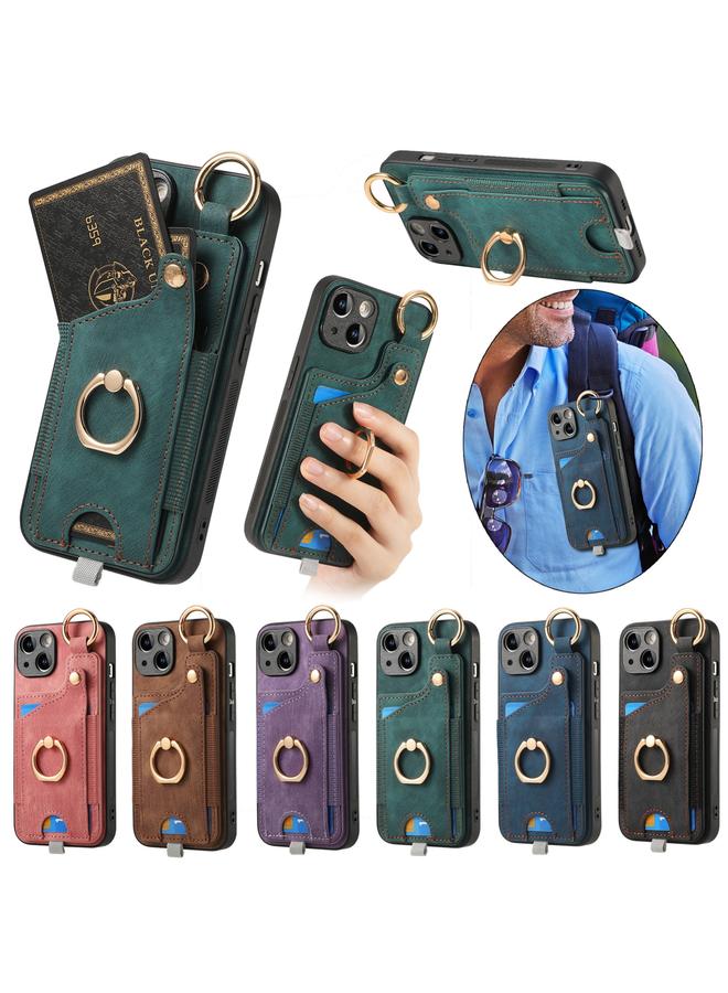 S-TOP Case For iPhone 16 Pro Max Retro Skin-feel Ring Card Bag Phone Case with Hang Loop - Image 5