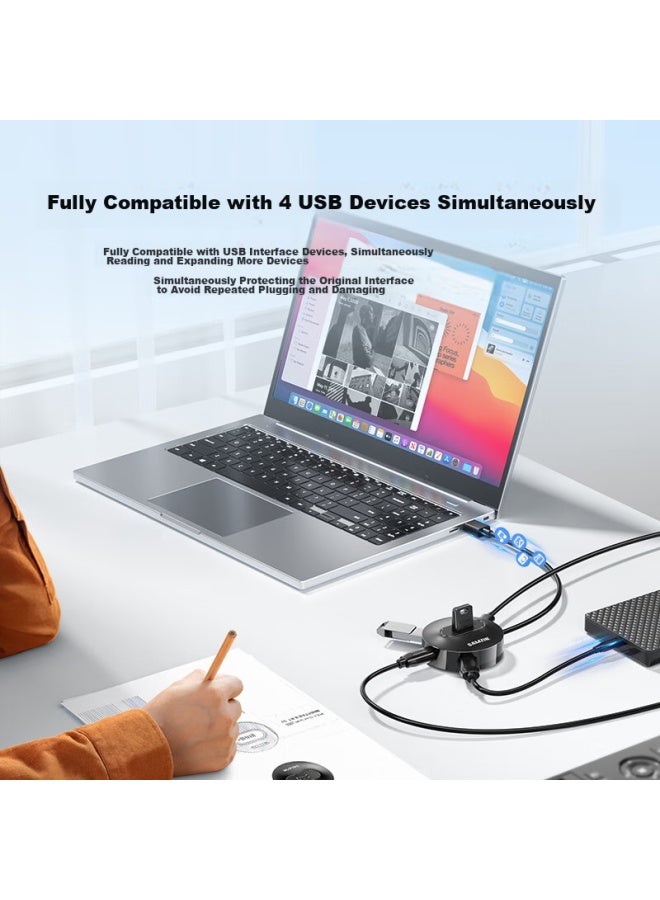 SAMZHE Shanze Usb 2.0 Hub, 4-port Expansion Dock, Laptop And Desktop Computer Hub, One-to Extension Cable Converter, Multi-port With Power Outlet, 1.5 Meters, Hb20-3 Black - Image 2