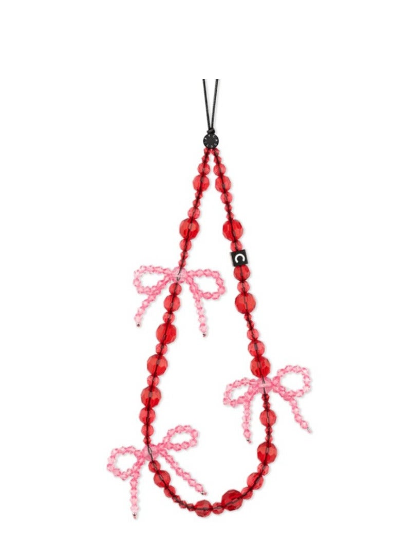 Casetify Mobile Phone Chain Silicone Bead Portable Phone Case Hanging Rope Cherry Bow