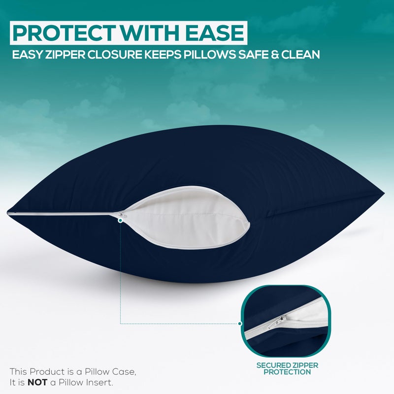 Utopia Bedding Waterproof Pillow Protectors Zippered King Size (2 Pack  Navy Blue)  Zippered Pillowcases  Bed Bug Proof Pillow Encasement Covers 20 x 38 Inches - Image 4