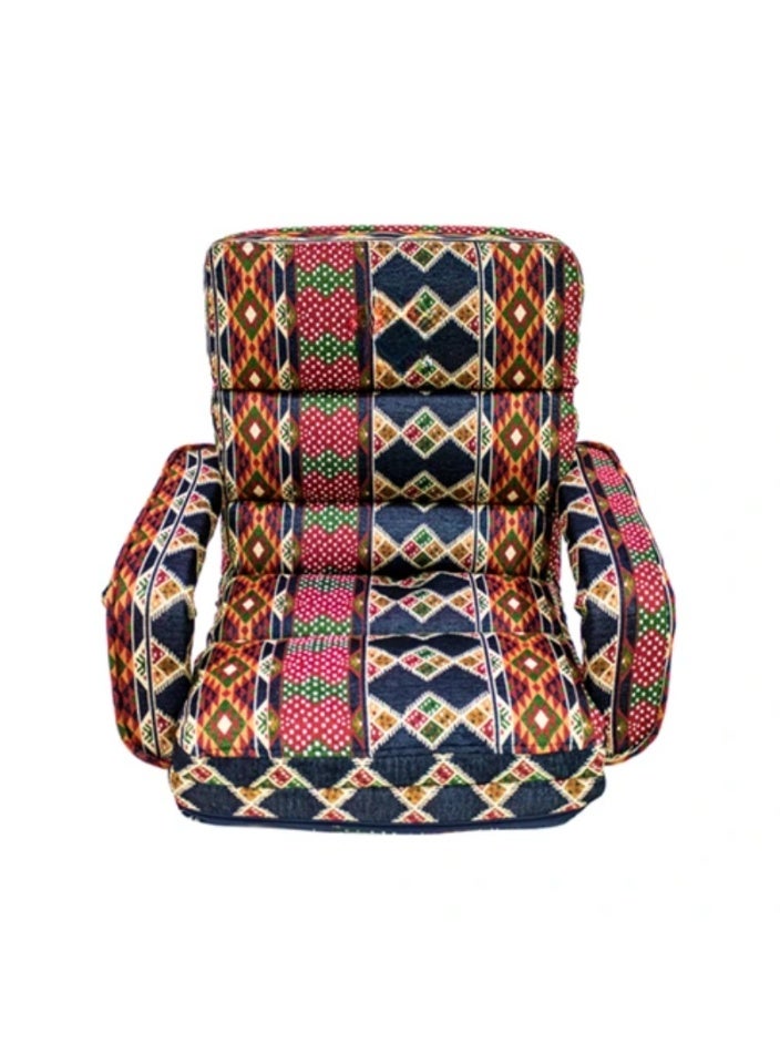 SMART HOME Luxury Folding Floor Chair with Armrest – Comfortable Velvet Fabric Recliner Chair for Relaxing and Camping, Comfortable Back Support, Folds Easily for Storage, Ideal for Living Rooms, Gaming, and Picnics, 55x55x65 cm - Image 1