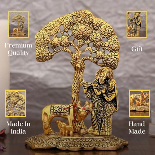 CraftVatika Radha Krishna Gift with Cow Calf Statue Murti Idol for Home Decoration, Gift Items for Anniversary,Wedding,House Warming,Return Gift - Image 3