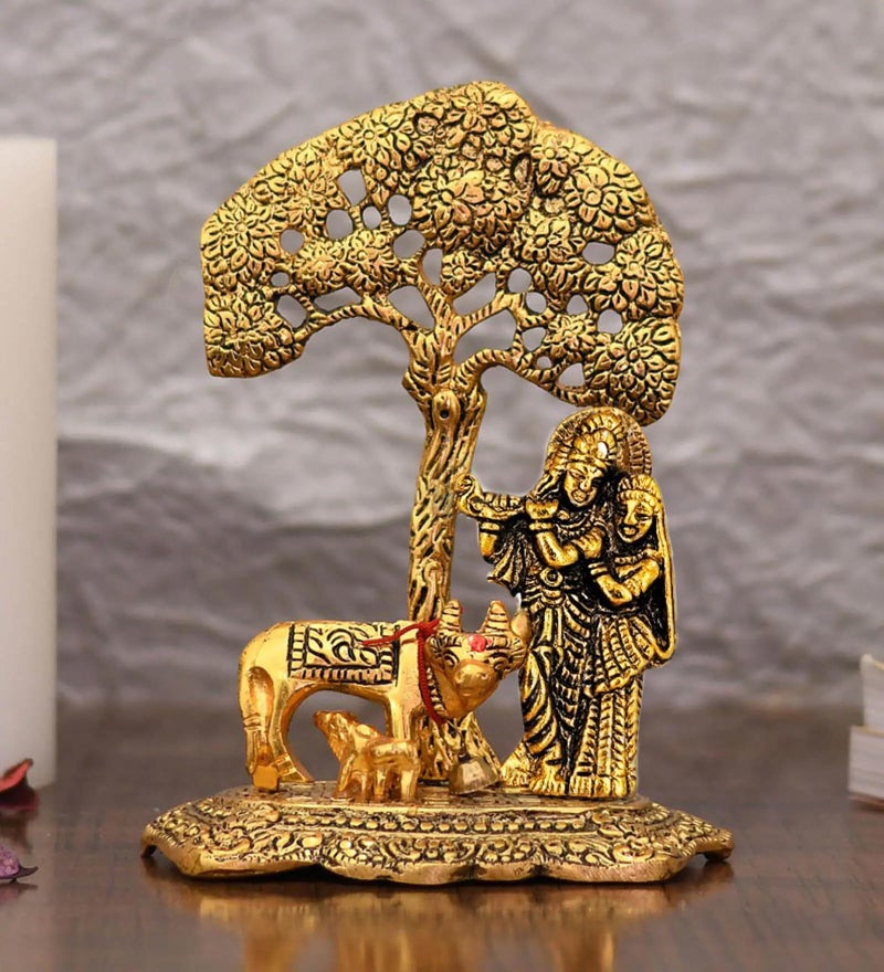 CraftVatika Radha Krishna Gift with Cow Calf Statue Murti Idol for Home Decoration, Gift Items for Anniversary,Wedding,House Warming,Return Gift - Image 2