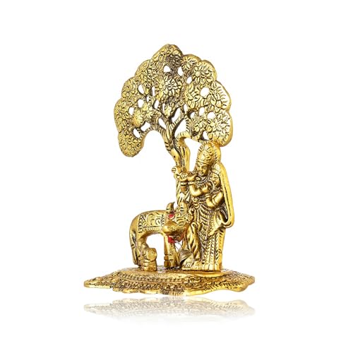 CraftVatika Radha Krishna Gift with Cow Calf Statue Murti Idol for Home Decoration, Gift Items for Anniversary,Wedding,House Warming,Return Gift - Image 4