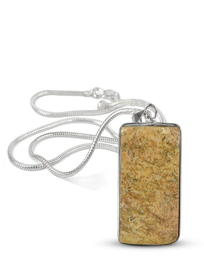 Crystu AAA Picture Jasper Pendant Square Shape Crystal Stone Locket - Pendant with Metal Chain for Reiki Healing and Crystal Healing Gemstone for Unisex (Color : Multi) - Image 2