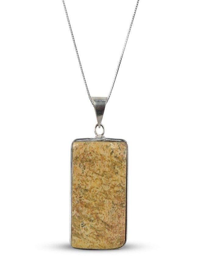 Crystu AAA Picture Jasper Pendant Square Shape Crystal Stone Locket - Pendant with Metal Chain for Reiki Healing and Crystal Healing Gemstone for Unisex (Color : Multi) - Image 1