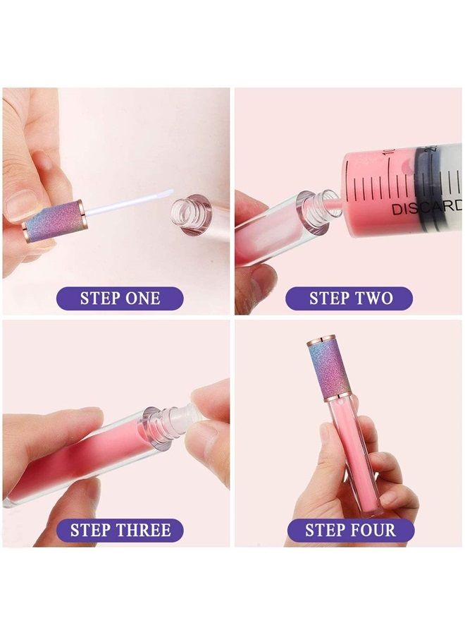 50 Pack Diamond Lip Gloss Tubes with Wand 5ml Empty Rhinestone Lip Gloss Containers Lipgloss Bottles Crystal Lip Gloss Supplies Kit + 3pcs Syringes + Labels for DIY Base