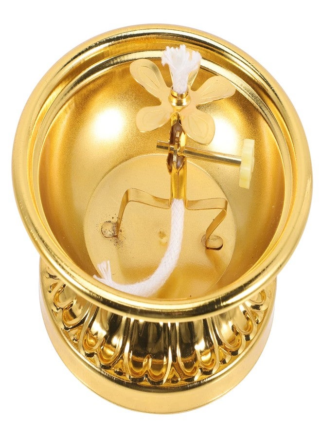 BESTOYARD Retro Brass 4-Inch Oil Lamp - Solid Brass India Oil Lamp Pyali Adjustable Wick, Indoor Use, Temple Worship, Home Decor, Buddha Candle Holder - Image 1