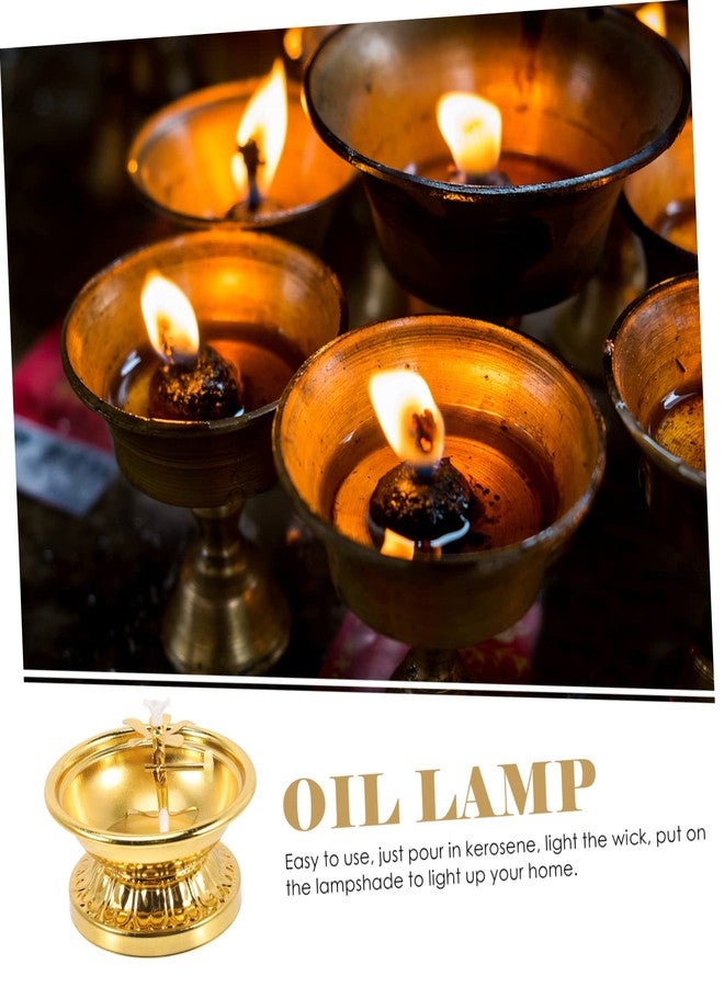 BESTOYARD Retro Brass 4-Inch Oil Lamp - Solid Brass India Oil Lamp Pyali Adjustable Wick, Indoor Use, Temple Worship, Home Decor, Buddha Candle Holder - Image 5