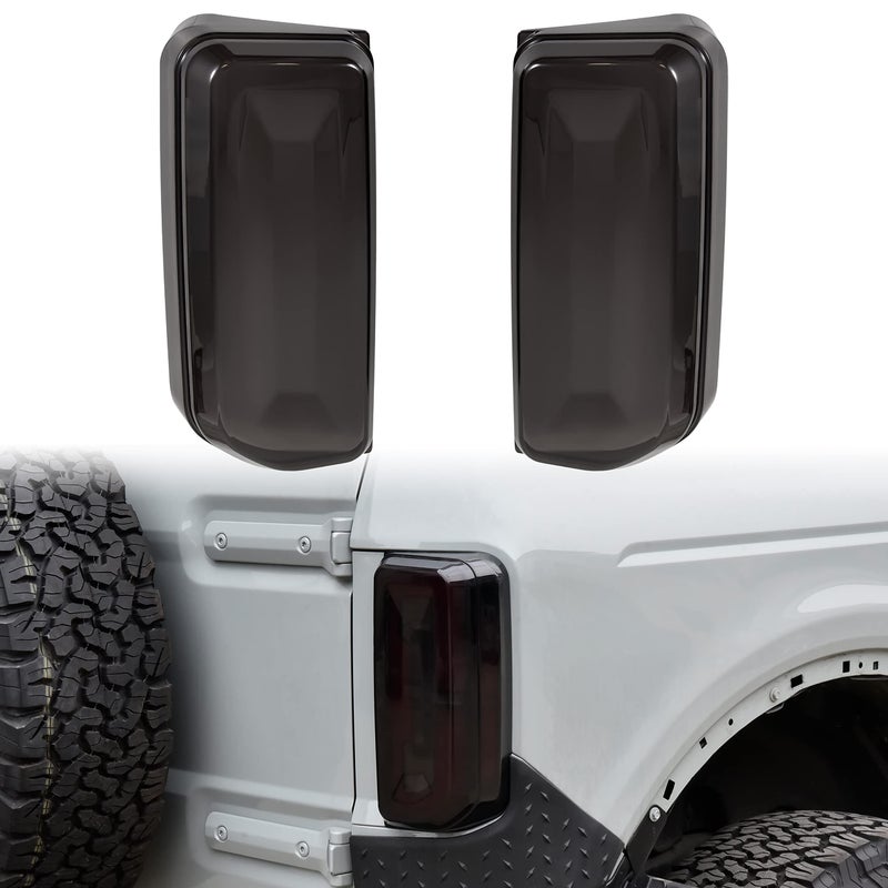 POKIAUTO Tail Light Cover for Bronco 2123 Tail Lamps Covers Taillights Covers Guard Protector Frame for Ford Bronco 2021 2022 2023 24 Door Exterior Accessories Smoked Black 2PCS