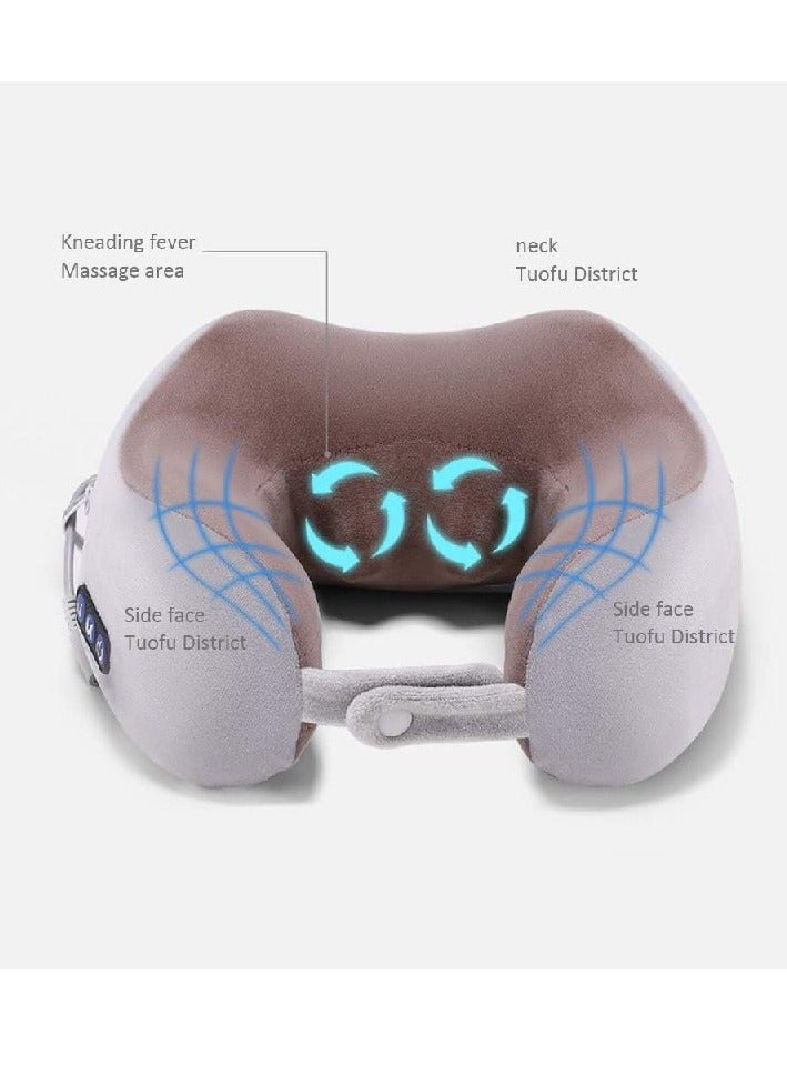 Travel Pillow With Massage ,Memory Foam Neck Pillow For Sleeping Travel Neck Massage Pillow With Heat For Neck Pain Relief - Image 4