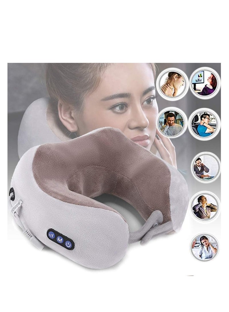 Travel Pillow With Massage ,Memory Foam Neck Pillow For Sleeping Travel Neck Massage Pillow With Heat For Neck Pain Relief - Image 1