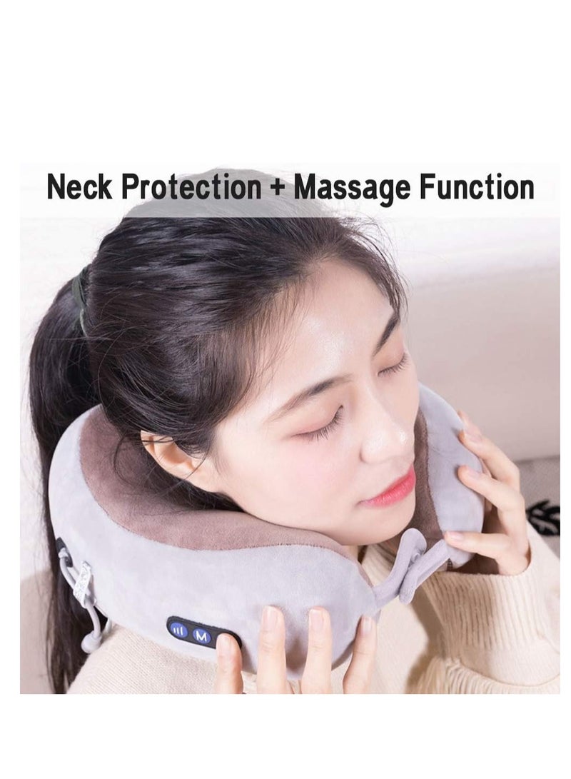 Travel Pillow With Massage ,Memory Foam Neck Pillow For Sleeping Travel Neck Massage Pillow With Heat For Neck Pain Relief - Image 2