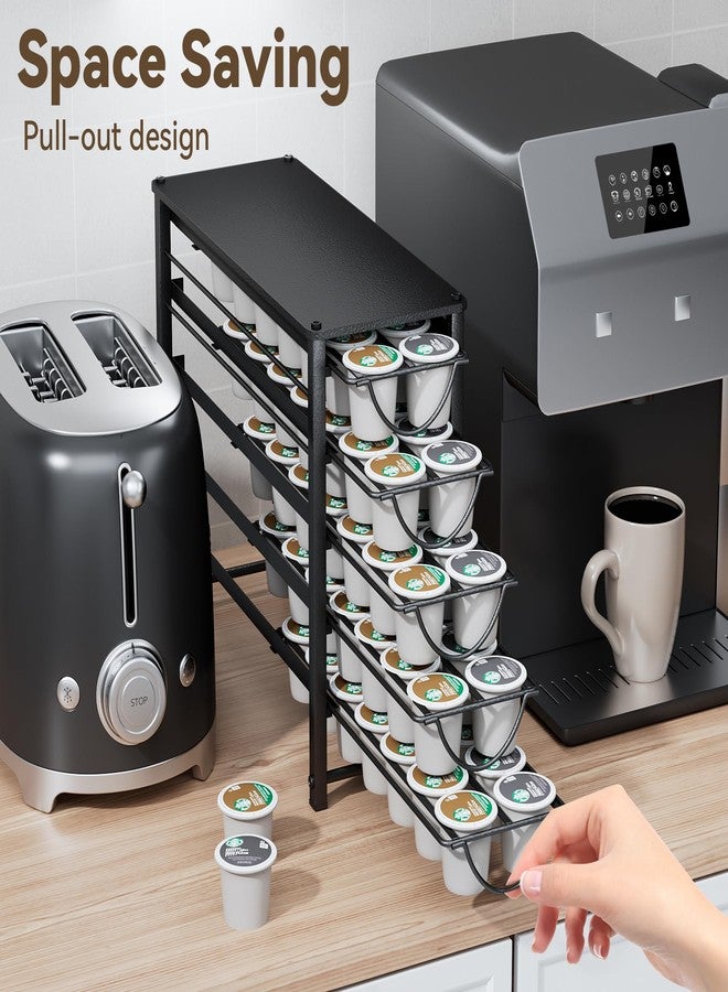 HFHOME Coffee Pod Holder For Counter, Pod Holder for K-cups, 5-tier Metal Coffee Capsule Storage Drawer, 70 Capacity Pods Organizer for Cafe Counter, Home, Office or Kitchen,3 cup rack, Black - Image 2