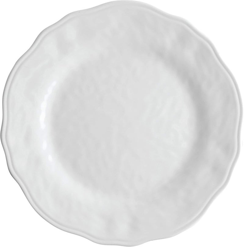 UP طقم أطباق ديمبل ميلامين 12 قطعة من UPware للخارجية، أطباق وأوعية لخدمة 4 أشخاص باللون الأبيض - Image 4