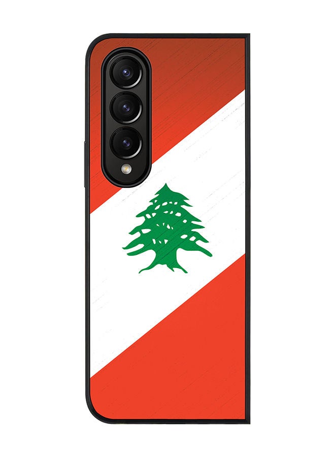 Stylizedd Rugged Black edge case for Samsung Galaxy Z Fold4 Slim fit Soft Case Flexible Rubber Edges Anti Drop TPU Gel Thin Cover - Flag Of Lebanon - Image 1