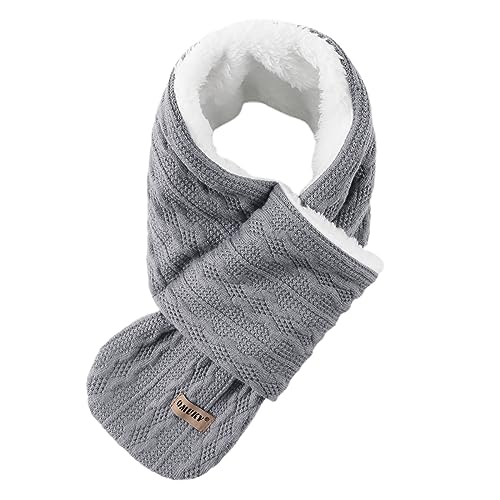 OMUKY Kids Scarf Fleece Warm Knitted Scarves for Girls Boys Toddler Cold Weather Soft Neck Warmer(Gray,6-12 Years) - Image 1