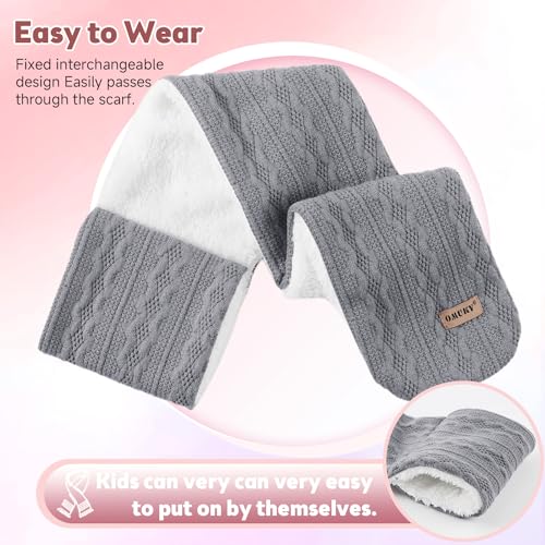 OMUKY Kids Scarf Fleece Warm Knitted Scarves for Girls Boys Toddler Cold Weather Soft Neck Warmer(Gray,6-12 Years) - Image 3