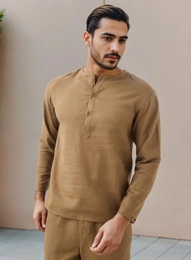 Iconic Iconic Regular Fit Linen Blend Shirt