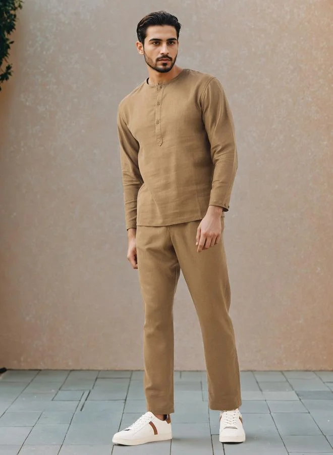 Iconic Iconic Regular Fit Linen Blend Shirt