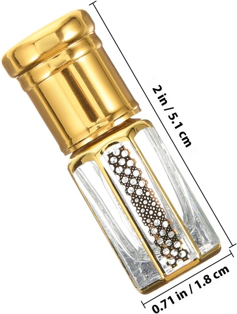 مقاوم للتآكل ومتين MAGICLULU 3 قطع زجاجات عطر دوارة سعة 3 مل ذهبية، حاويات زجاجية صغيرة للزيوت العطرية، قابلة لإعادة التعبئة، محمولة للسفر والتدليك جودة متعددة الاستخدام مصادر متعددة لعدم النفاد - Image 2