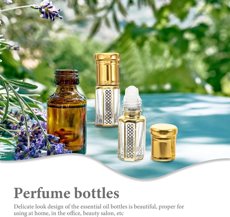 مقاوم للتآكل ومتين MAGICLULU 3 قطع زجاجات عطر دوارة سعة 3 مل ذهبية، حاويات زجاجية صغيرة للزيوت العطرية، قابلة لإعادة التعبئة، محمولة للسفر والتدليك جودة متعددة الاستخدام مصادر متعددة لعدم النفاد - Image 3