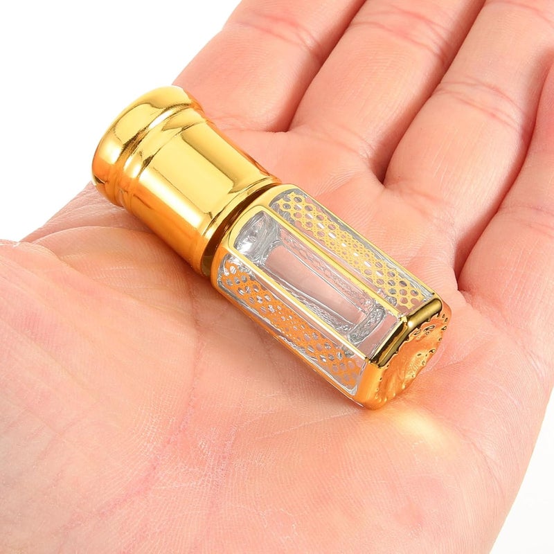 مقاوم للتآكل ومتين MAGICLULU 3 قطع زجاجات عطر دوارة سعة 3 مل ذهبية، حاويات زجاجية صغيرة للزيوت العطرية، قابلة لإعادة التعبئة، محمولة للسفر والتدليك جودة متعددة الاستخدام مصادر متعددة لعدم النفاد - Image 4