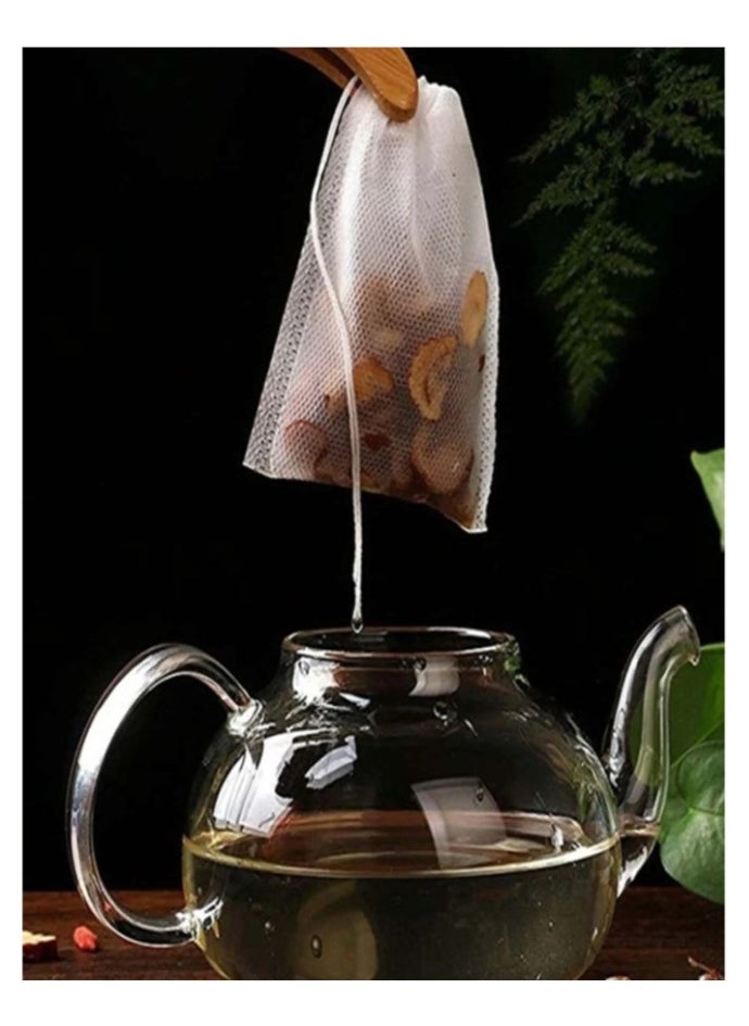 Generic Tea Filter Bags 100 Pack Disposable Empty Tea Bags, Loose Leaf Tea Infuser Drawstring Seal Tea Bags Multipurpose Non-Woven Fabric Sachet Bags for Coffee Spice Herbs  - Image 3