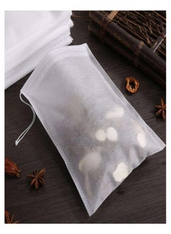 Generic Tea Filter Bags 100 Pack Disposable Empty Tea Bags, Loose Leaf Tea Infuser Drawstring Seal Tea Bags Multipurpose Non-Woven Fabric Sachet Bags for Coffee Spice Herbs  - Image 4