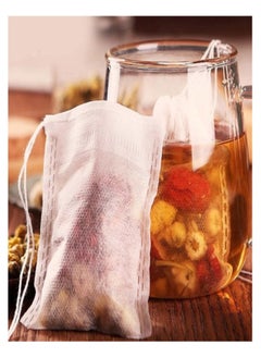 Generic Tea Filter Bags 100 Pack Disposable Empty Tea Bags, Loose Leaf Tea Infuser Drawstring Seal Tea Bags Multipurpose Non-Woven Fabric Sachet Bags for Coffee Spice Herbs  - Image 5
