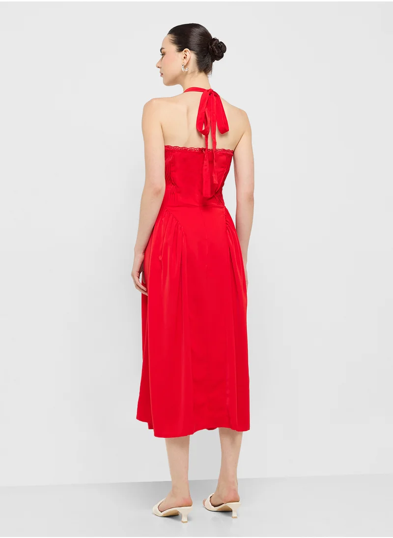 جينجر Red Halter Dress