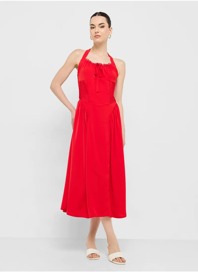 جينجر Red Halter Dress