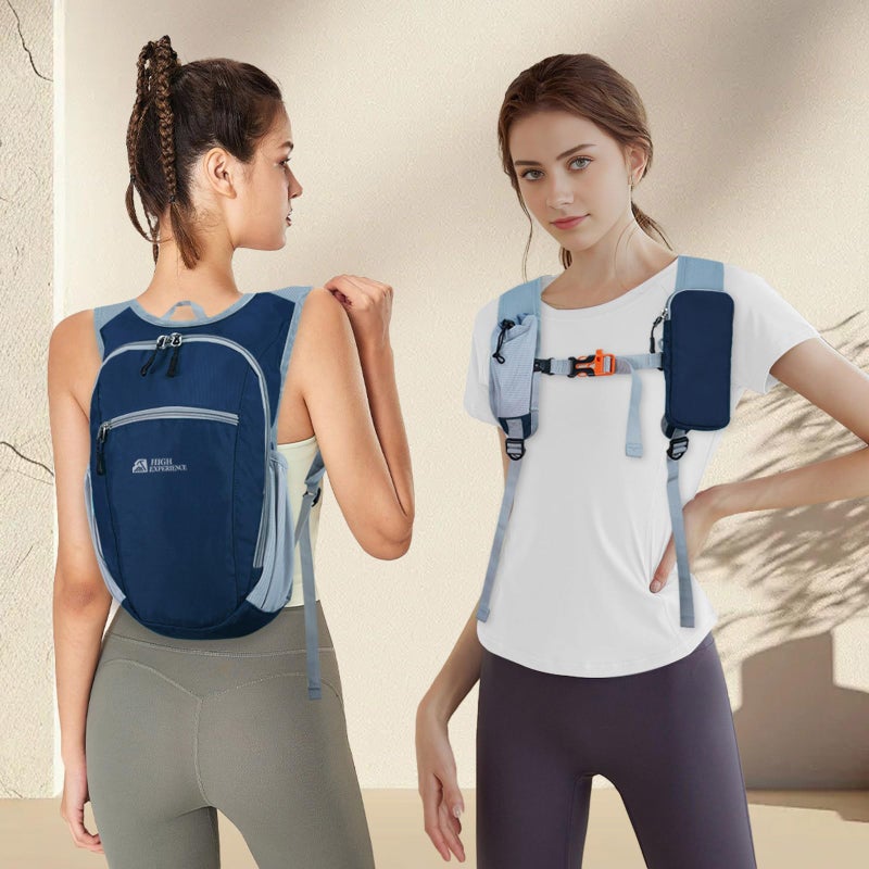 HIGH EXPERIENCE Hiking Backpack 10L/15L Small Daypack Lightweight Packable Travel Foldable Water Resistan for Women Men (Navy Blue, 10L) - Image 2