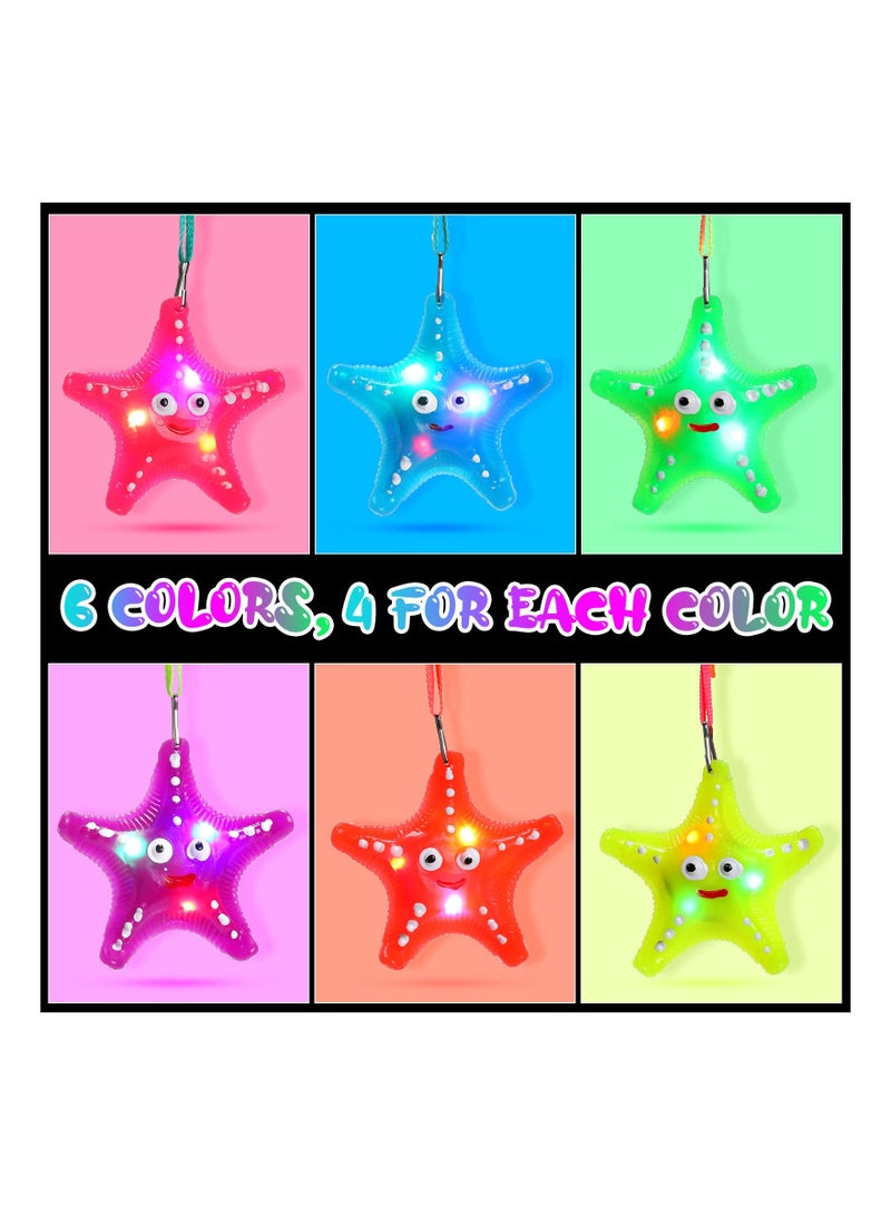 SYOSI Flashing Crystal Star Necklaces, Cute Toy Jewelry with Light up Pendant, Princess Party Favors, Pretty Goodie Bag Fillers in Assorted Colors, Halloween Princess in the Dark Necklaces(24 pack ) - Image 2