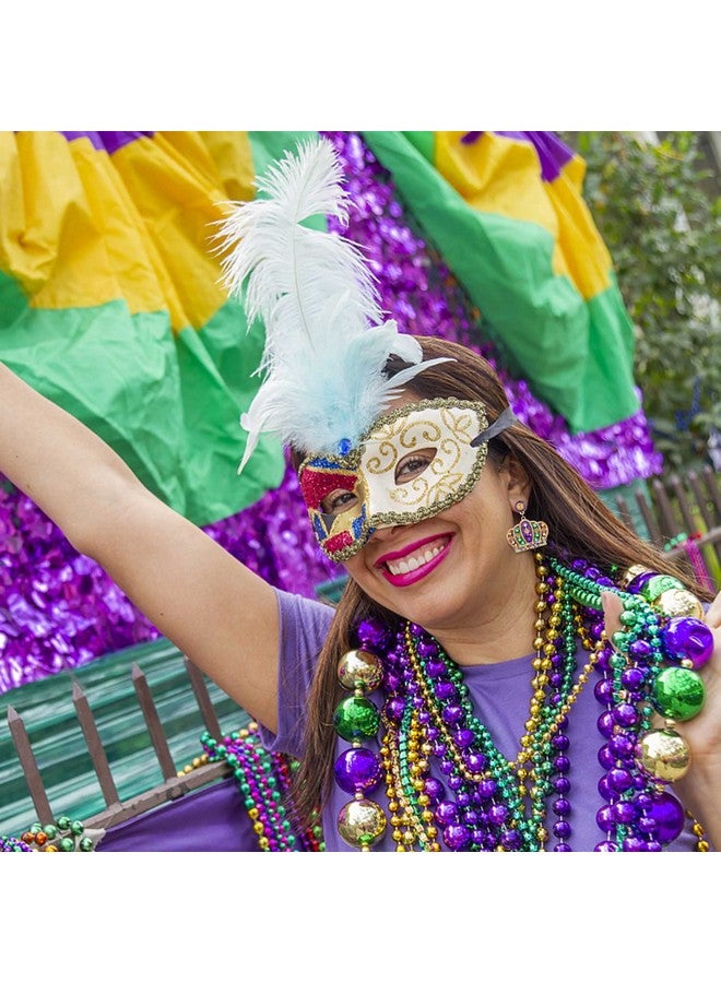 سيالكسهيني أقراط ماردي غرا للنساء، أقراط فلور دي ليز على شكل قناع تاج لامع للاحتفال بيوم الثلاثاء الكبير، إكسسوارات ماردي غرا، هدايا حفلات الكرنفال (تاج) - Image 2