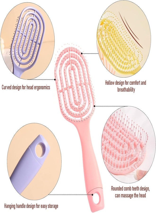 AMPLIN Shower Detangling Hair Brush Comb for Pain-Free Brushing on All Wet or Dry Hair Types Durable DuoFlex Anti-Static Bristles, Lightweight Handle, Vented Hair Brush (Pink) - Image 3
