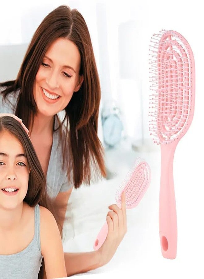 AMPLIN Shower Detangling Hair Brush Comb for Pain-Free Brushing on All Wet or Dry Hair Types Durable DuoFlex Anti-Static Bristles, Lightweight Handle, Vented Hair Brush (Pink) - Image 1