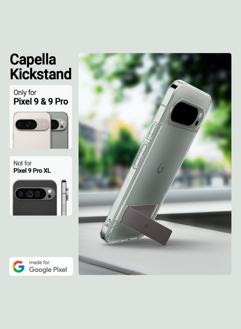 Caseology Capella Kickstand for Google Pixel 9 Case / Pixel 9 PRO Case Cover [Built-in Kick Stand] Military Grade - Clear Charcoal Gray - Image 2