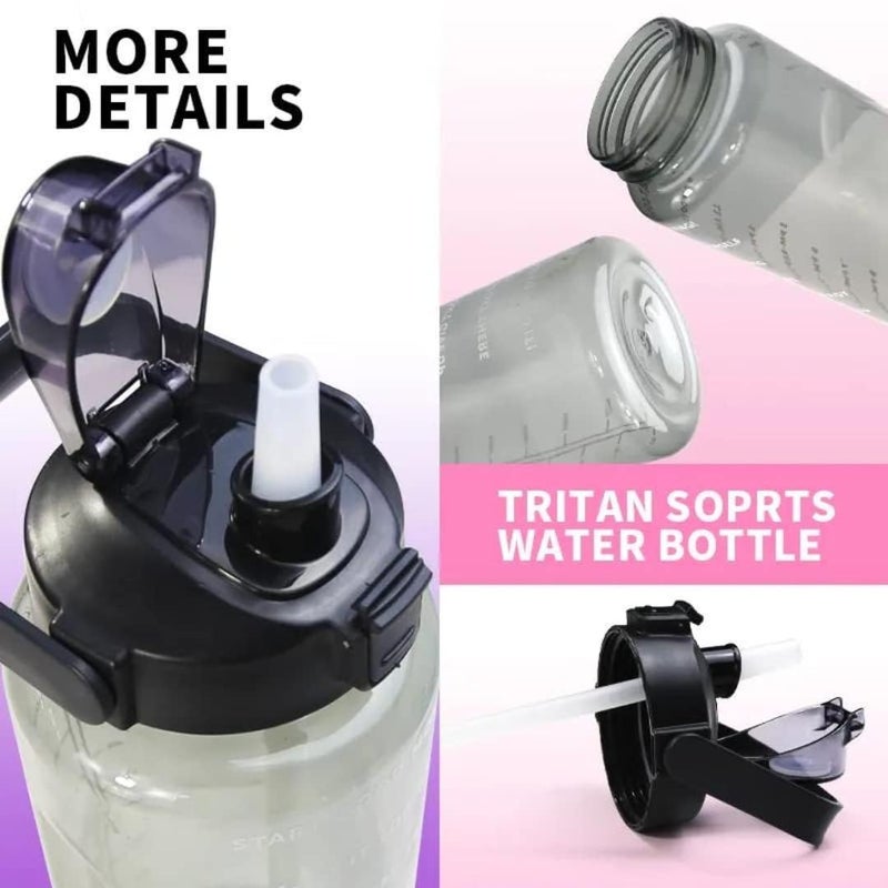 TECHNOWAYS SOLUTION Transparent Set of 3 Large Capacity BPA Free Motivational Sports Water Bottle with Water Level Measurement - Image 5