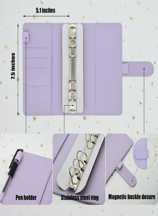 Twavang 15-Piece A6 Binder Set with PU Leather Notebook Cover, 6-Ring Binder, Purple - Image 2