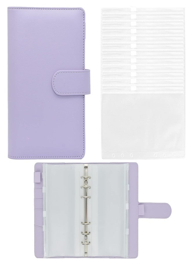 Twavang 15-Piece A6 Binder Set with PU Leather Notebook Cover, 6-Ring Binder, Purple - Image 1