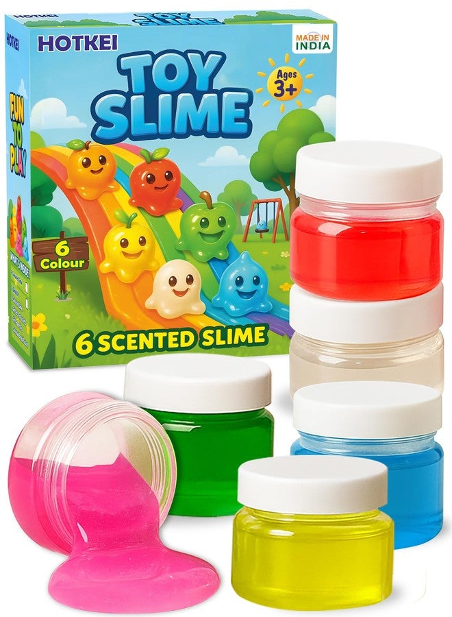 HOTKEI Pack of 6 Toy Slime Multicolored Fruit Scented Slime Gel Putty Set Kit Birthday Gift Toys for Boys Girls Kids 3 4 5 10 Years Boy Girl Kids 300 gm Slimy Gel - Image 1