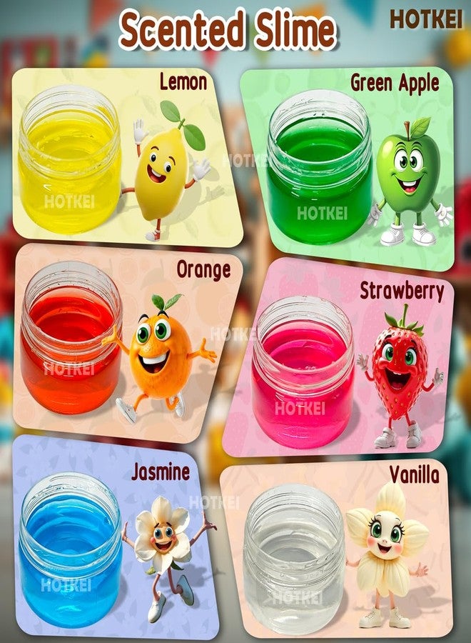 HOTKEI Pack of 6 Toy Slime Multicolored Fruit Scented Slime Gel Putty Set Kit Birthday Gift Toys for Boys Girls Kids 3 4 5 10 Years Boy Girl Kids 300 gm Slimy Gel - Image 3