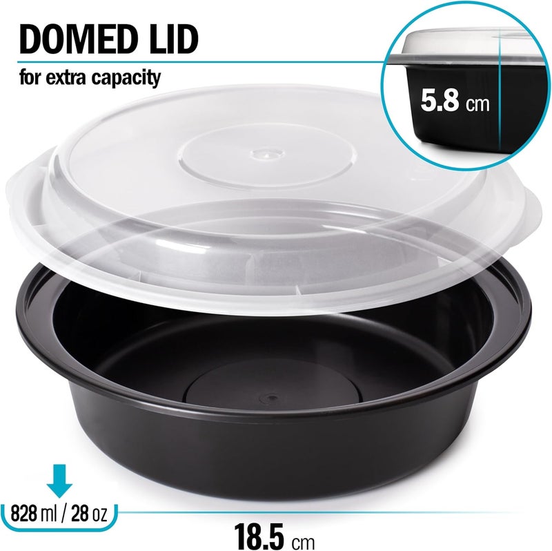 Igluu Meal Prep حاويات إيغلو لإعداد الوجبات قابلة لإعادة الاستخدام، عبوة من 10 قطع مستديرة سعة 828 مل (28 أونصة)، حاويات طعام خالية من مادة BPA مع أغطية محكمة الإغلاق – بلاستيك متين، قابلة للتكديس، آمنة للاستخدام في الميكروويف والثلاجة وغسالة الصحون - Image 4