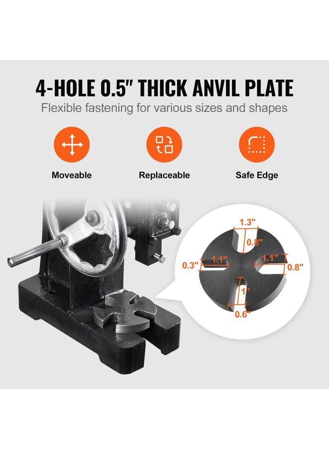 VEVOR Arbor Press, 1 Ton Manual Arbor Press with Handwheel, 5.9" Maximum Height, Cast Iron Heavy-duty Manual Desktop Arbor Press, Precision Hand Press for Stamping, Bending, Stretching, Forming - Image 5