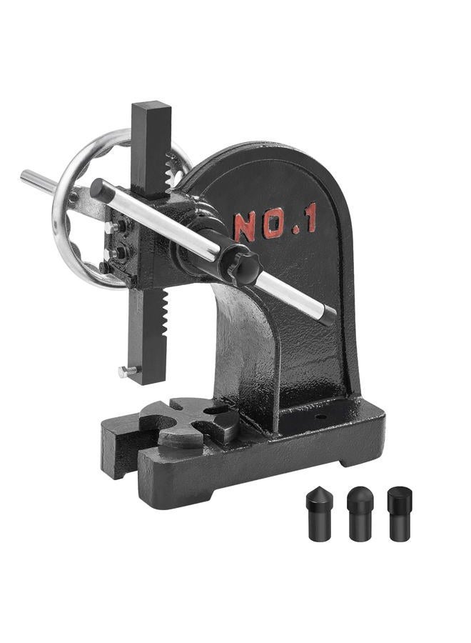VEVOR Arbor Press, 1 Ton Manual Arbor Press with Handwheel, 5.9" Maximum Height, Cast Iron Heavy-duty Manual Desktop Arbor Press, Precision Hand Press for Stamping, Bending, Stretching, Forming - Image 1